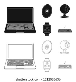 Vector design of laptop and device logo. Collection of laptop and server stock vector illustration.