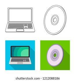 Vector design of laptop and device logo. Set of laptop and server stock vector illustration.