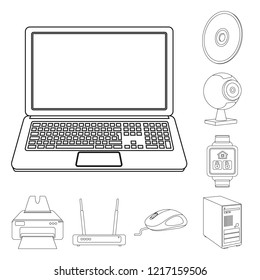 Vector design of laptop and device logo. Collection of laptop and server vector icon for stock.