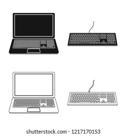 Vector design of laptop and device logo. Collection of laptop and server stock vector illustration.