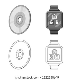 Vector design of laptop and device logo. Set of laptop and server vector icon for stock.