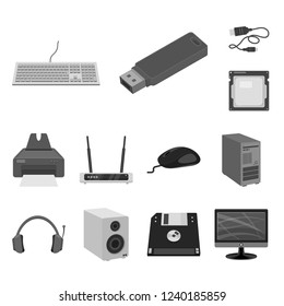 Vector design of laptop and device logo. Set of laptop and server stock symbol for web.