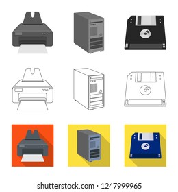 Vector design of laptop and device logo. Set of laptop and server vector icon for stock.