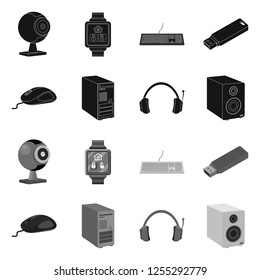 Vector design of laptop and device logo. Set of laptop and server vector icon for stock.
