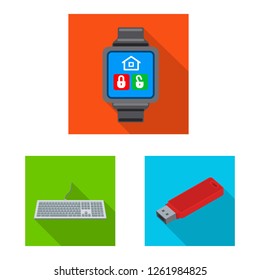 Vector design of laptop and device logo. Collection of laptop and server vector icon for stock.