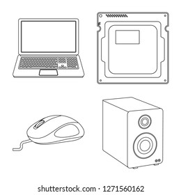 Vector design of laptop and device logo. Collection of laptop and server stock vector illustration.