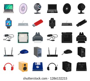 Vector design of laptop and device logo. Set of laptop and server stock vector illustration.