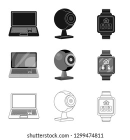Vector design of laptop and device logo. Collection of laptop and server stock symbol for web.