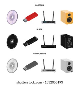 Vector design of laptop and device logo. Set of laptop and server vector icon for stock.