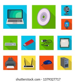 Vector design of laptop and device logo. Set of laptop and server stock symbol for web.