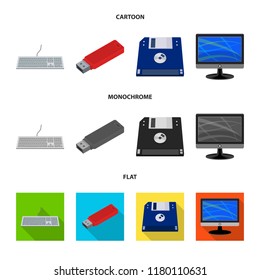 Vector design of laptop and device sign. Set of laptop and server stock symbol for web.