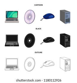 Vector design of laptop and device sign. Collection of laptop and server stock symbol for web.