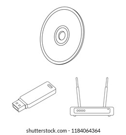 Vector design of laptop and device sign. Collection of laptop and server stock symbol for web.