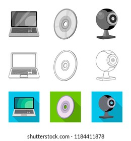 Vector design of laptop and device sign. Collection of laptop and server vector icon for stock.