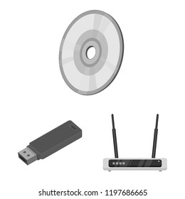 Vector design of laptop and device sign. Collection of laptop and server vector icon for stock.