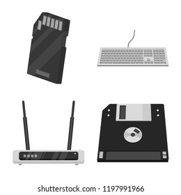 Vector design of laptop and device sign. Set of laptop and server vector icon for stock.