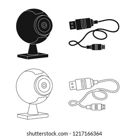 Vector design of laptop and device sign. Set of laptop and server vector icon for stock.