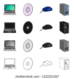 Vector design of laptop and device sign. Set of laptop and server stock symbol for web.