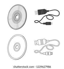 Vector design of laptop and device sign. Set of laptop and server stock symbol for web.