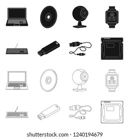 Vector design of laptop and device sign. Collection of laptop and server vector icon for stock.