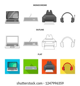 Vector design of laptop and device sign. Set of laptop and server stock vector illustration.