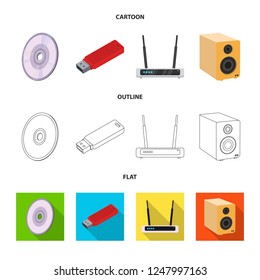 Vector design of laptop and device sign. Set of laptop and server stock vector illustration.