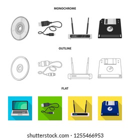 Vector design of laptop and device sign. Set of laptop and server vector icon for stock.