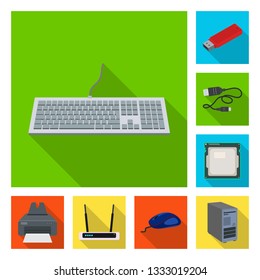 Vector design of laptop and device sign. Collection of laptop and server stock vector illustration.