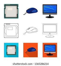 Vector design of laptop and device sign. Collection of laptop and server vector icon for stock.