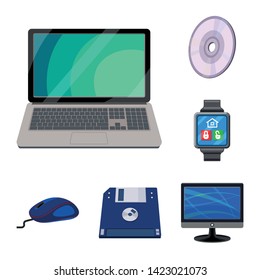 Vector design of laptop and device sign. Set of laptop and server vector icon for stock.