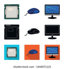 Vector design of laptop and device sign. Set of laptop and server stock vector illustration.