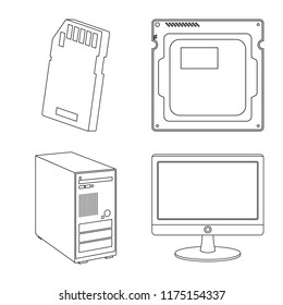 Vector design of laptop and device symbol. Collection of laptop and server stock vector illustration.