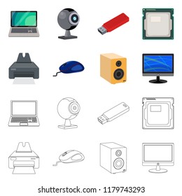 Vector design of laptop and device symbol. Collection of laptop and server stock symbol for web.