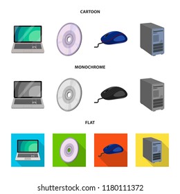 Vector design of laptop and device symbol. Set of laptop and server stock symbol for web.