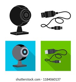 Vector design of laptop and device symbol. Set of laptop and server stock vector illustration.