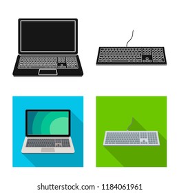 Vector design of laptop and device symbol. Set of laptop and server stock vector illustration.