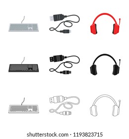 Vector design of laptop and device symbol. Collection of laptop and server stock vector illustration.