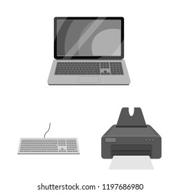 Vector design of laptop and device symbol. Set of laptop and server vector icon for stock.