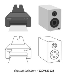Vector design of laptop and device symbol. Set of laptop and server vector icon for stock.