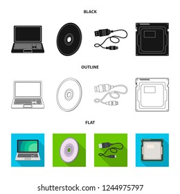Vector design of laptop and device symbol. Set of laptop and server vector icon for stock.