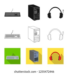 Vector design of laptop and device symbol. Collection of laptop and server stock vector illustration.
