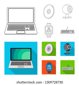Vector design of laptop and device symbol. Set of laptop and server vector icon for stock.
