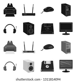 Vector design of laptop and device symbol. Set of laptop and server stock symbol for web.