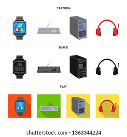 Vector design of laptop and device symbol. Collection of laptop and server stock symbol for web.