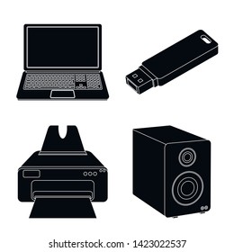 Vector design of laptop and device symbol. Collection of laptop and server stock symbol for web.