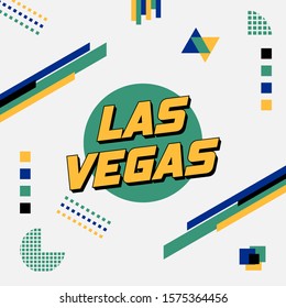 Vector Design of Las Vegas, USA on top of green circle with random element around