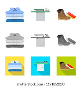 Vector design of laundry and clean icon. Set of laundry and clothes stock vector illustration.