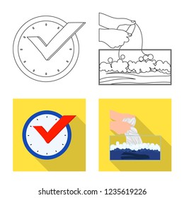 Vector design of laundry and clean icon. Set of laundry and clothes stock vector illustration.