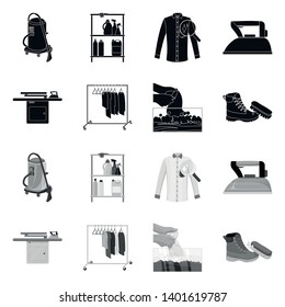 Vector design of laundry and clean icon. Set of laundry and clothes vector icon for stock.