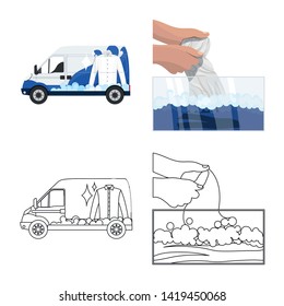 Vector design of laundry and clean icon. Collection of laundry and clothes stock vector illustration.